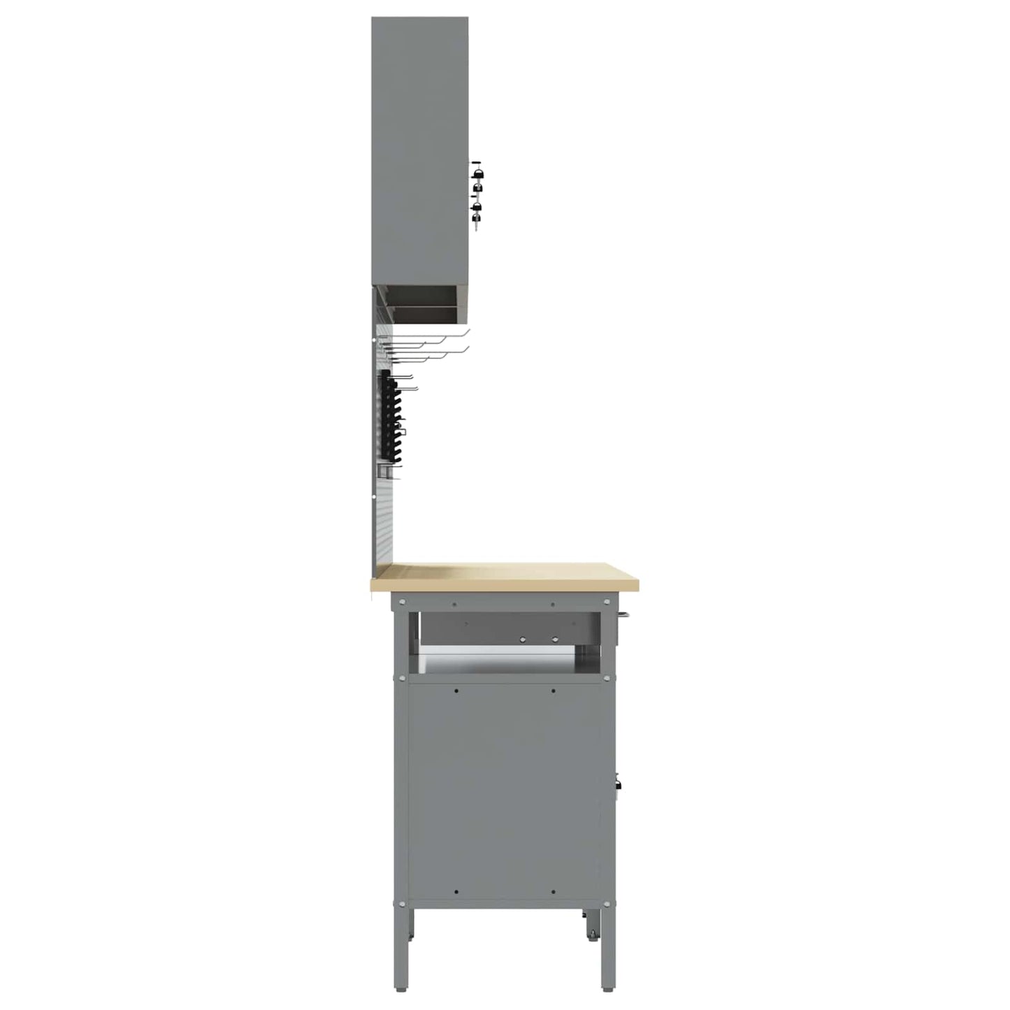 Werkbankset met lade 8 pcs Rood en Grijs Gepoedercoat staal