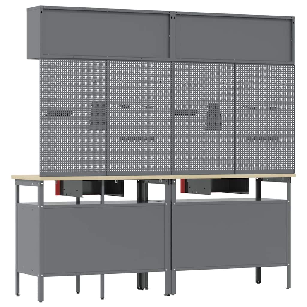 Werkbankset met lade 8 pcs Rood en Grijs Gepoedercoat staal is nu te koop bij PeponiXL, paradijselijk wonen!