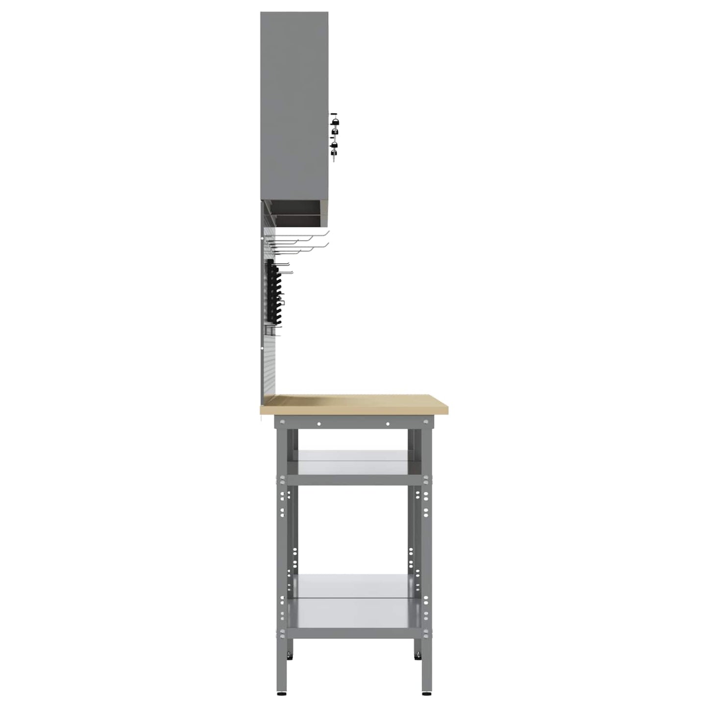 Werkbankset met plank 8 pcs Rood en Grijs Gepoedercoat staal