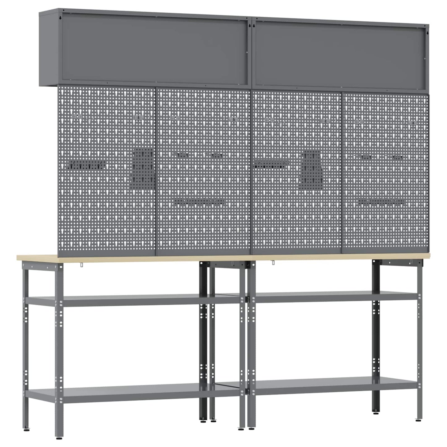 Werkbankset met plank 8 pcs Rood en Grijs Gepoedercoat staal is nu te koop bij PeponiXL, paradijselijk wonen!