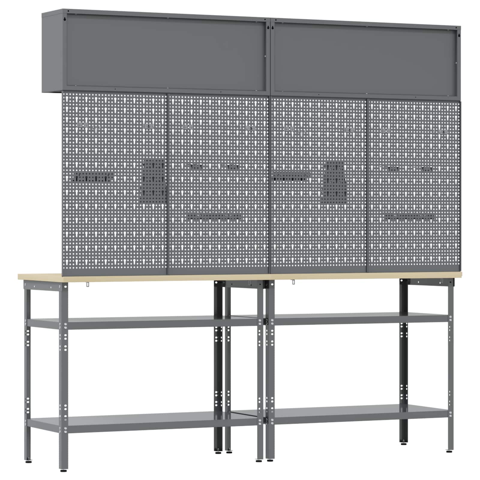 Werkbankset met plank 8 pcs Rood en Grijs Gepoedercoat staal is nu te koop bij PeponiXL, paradijselijk wonen!