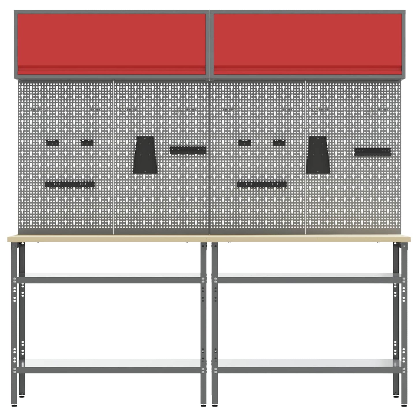 Werkbankset met plank 8 pcs Rood en Grijs Gepoedercoat staal is nu te koop bij PeponiXL, paradijselijk wonen!