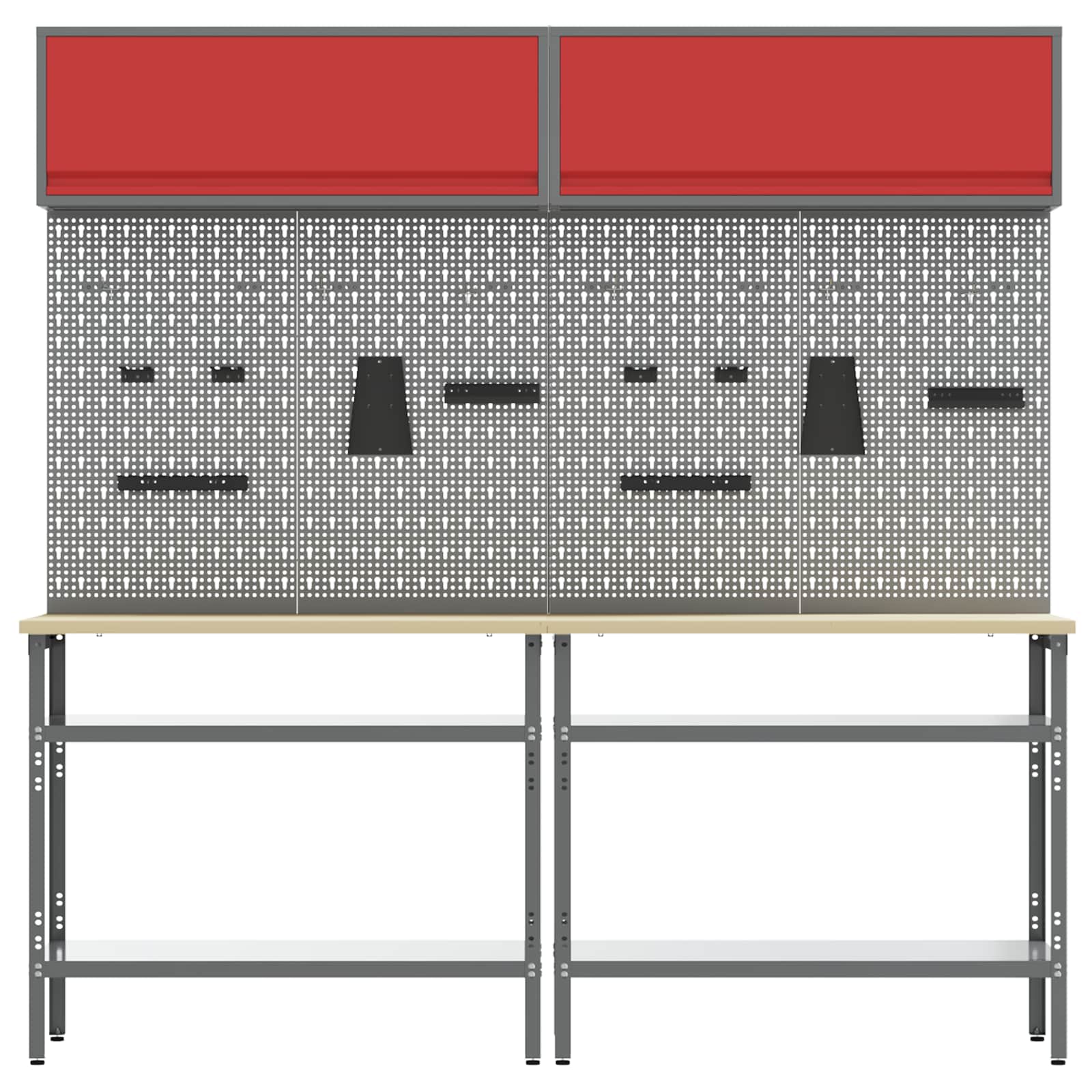Werkbankset met plank 8 pcs Rood en Grijs Gepoedercoat staal is nu te koop bij PeponiXL, paradijselijk wonen!