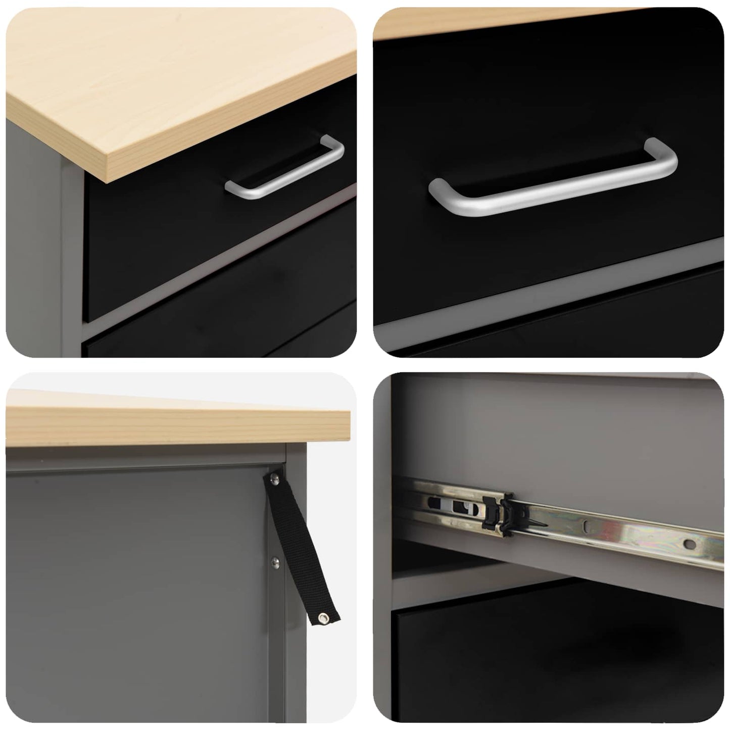 Werkkast set met lade met plank met slot 12 pcs Zwart en Grijs