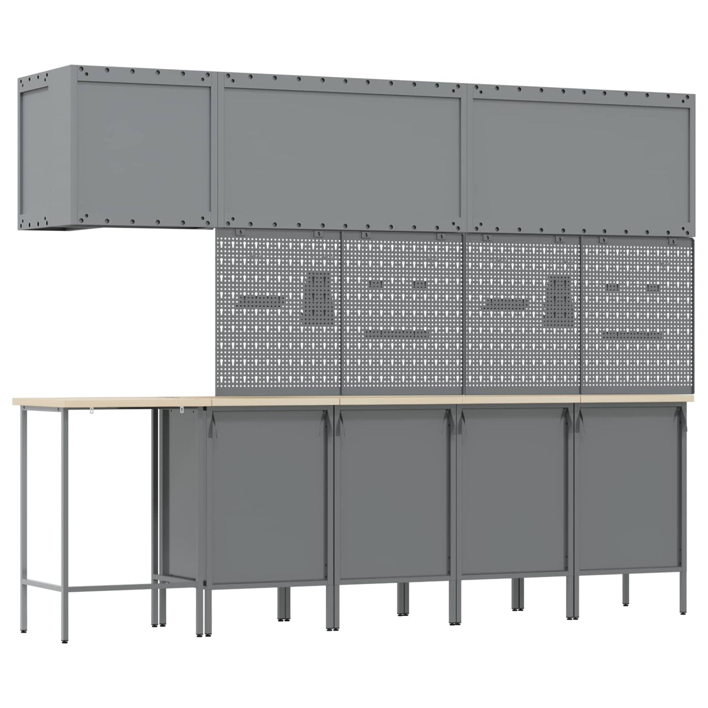 Werkkast set met lade met plank met opslag 12 pcs Rood en Grijs