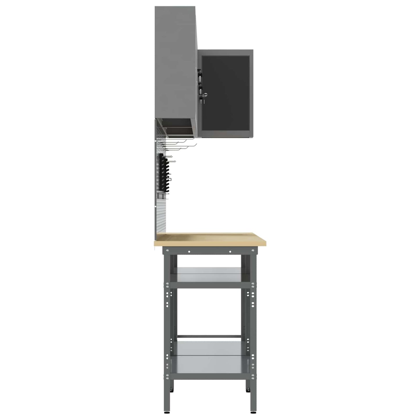 Werkkast set met plank met opslag 10 pcs Zwart en Grijs