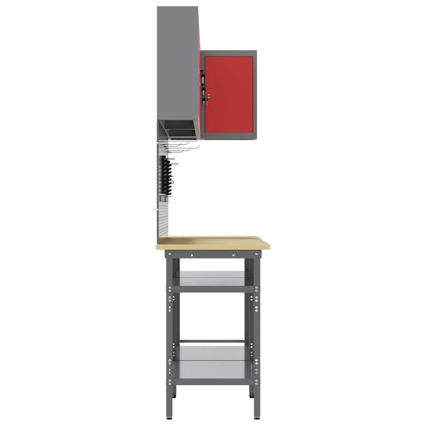 Werkkast set met plank met opslag met slot 10 pcs Rood en Grijs
