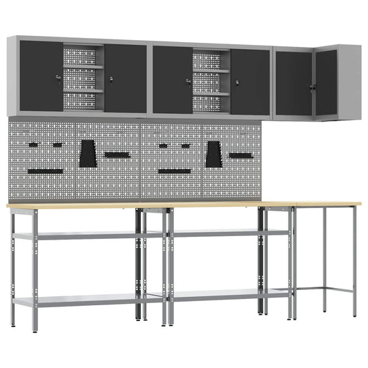 Werkkast set met plank met opslag 10 pcs Zwart en Grijs is nu te koop bij PeponiXL, paradijselijk wonen!