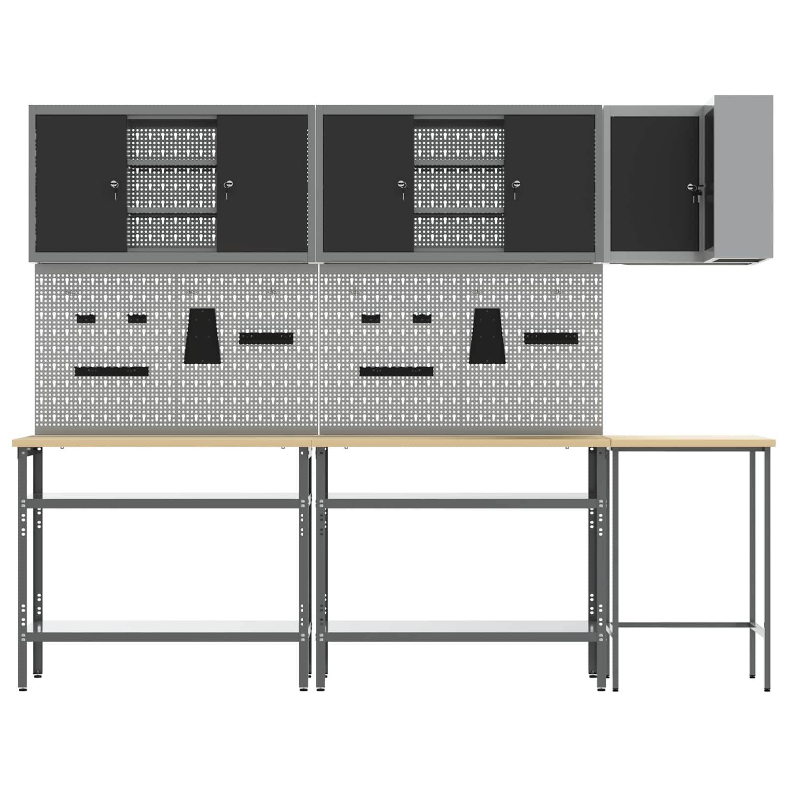 Werkkast set met plank met opslag 10 pcs Zwart en Grijs is nu te koop bij PeponiXL, paradijselijk wonen!