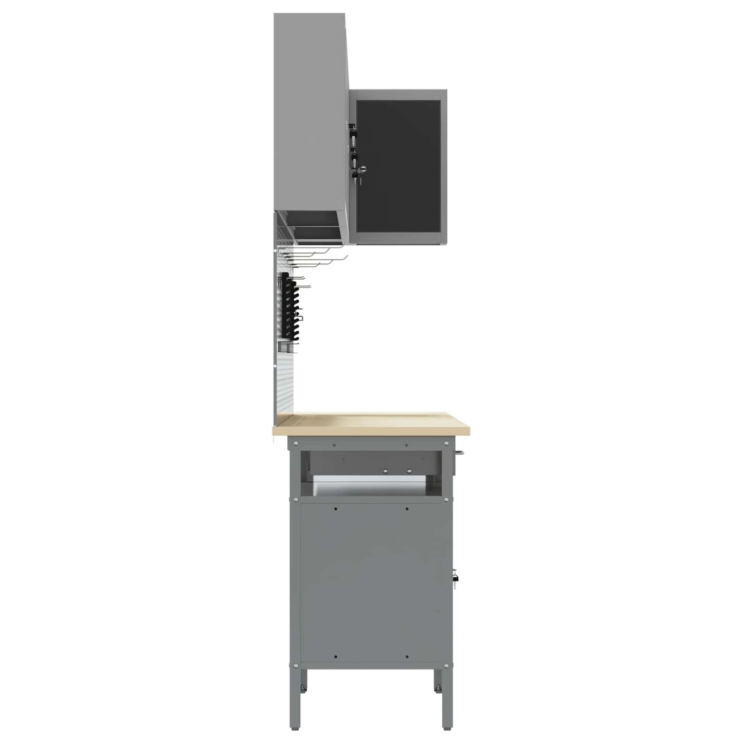 Werkkast set met lade met plank met slot 10 pcs Zwart en Grijs
