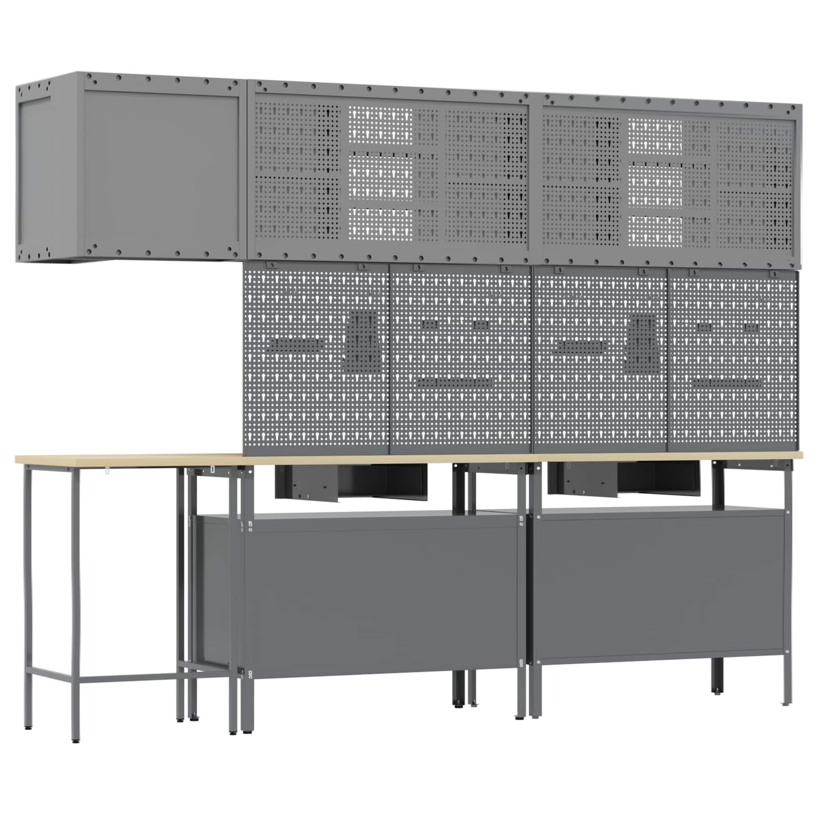 Werkkast set met lade met plank met slot 10 pcs Zwart en Grijs is nu te koop bij PeponiXL, paradijselijk wonen!