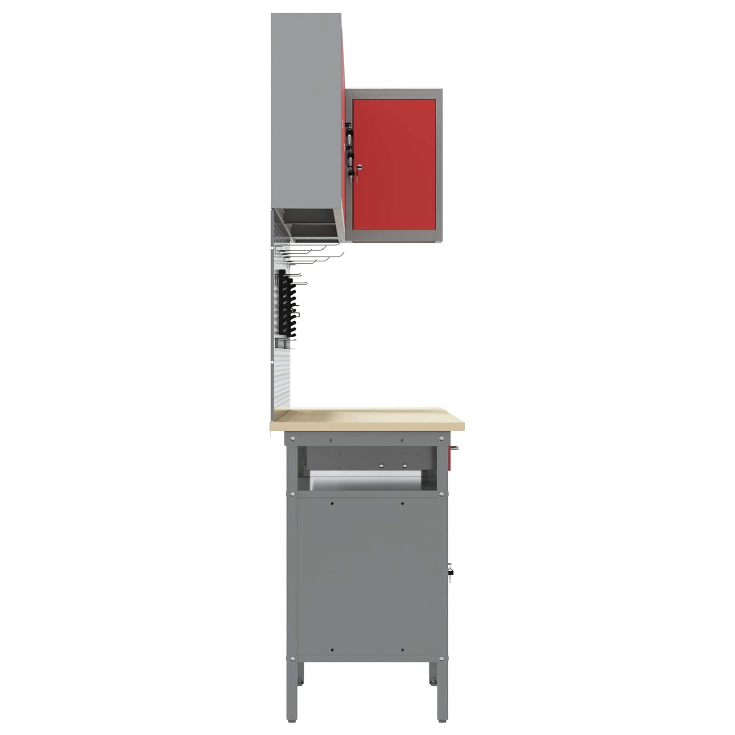 Werkkast set met lade met plank met opslag 10 pcs Rood en Grijs