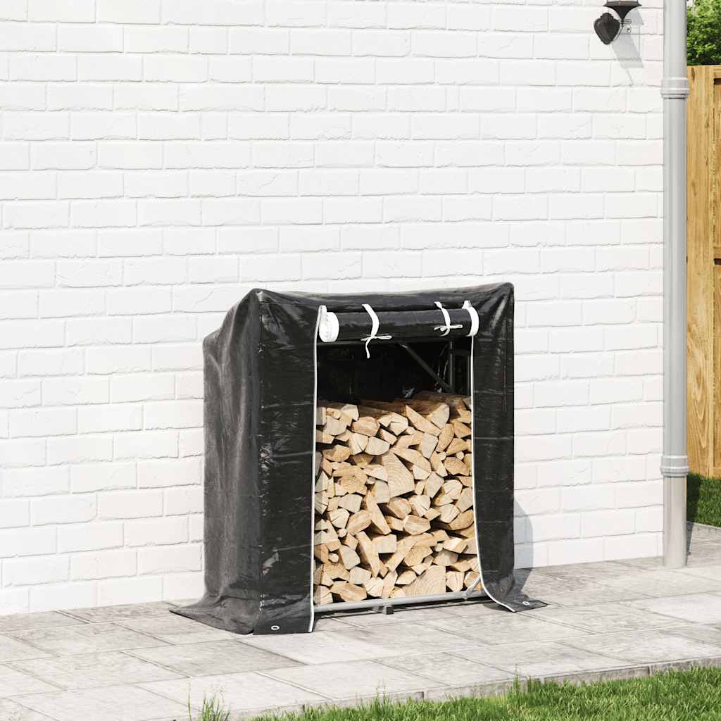 Haardhoutrek met regenhoes 100,5x40,5x110,5 cm staal is nu te koop bij PeponiXL, paradijselijk wonen!