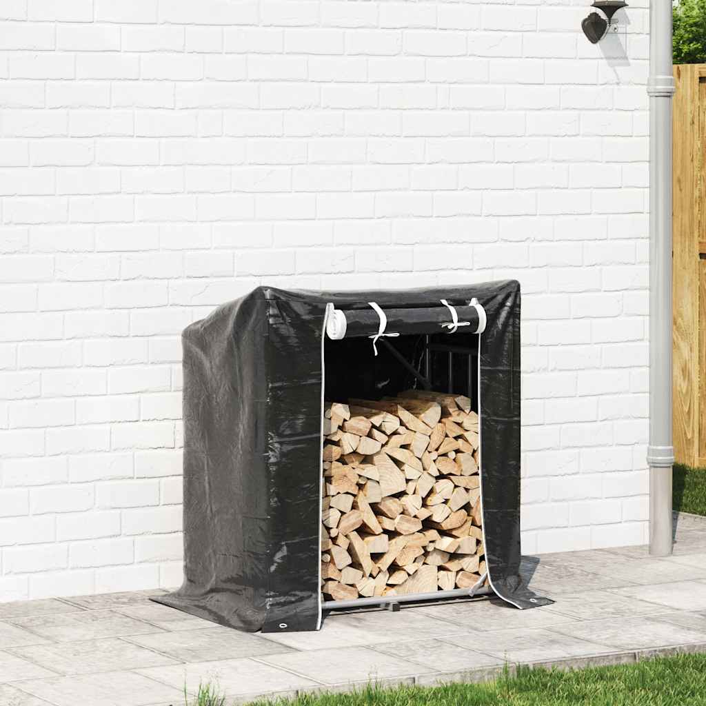 Haardhoutrek met regenhoes 101x61x110,5 cm gegalvaniseerd staal is nu te koop bij PeponiXL, paradijselijk wonen!