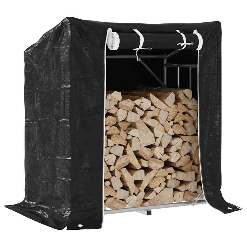 Haardhoutrek met regenhoes 101x61x110,5 cm gegalvaniseerd staal is nu te koop bij PeponiXL, paradijselijk wonen!