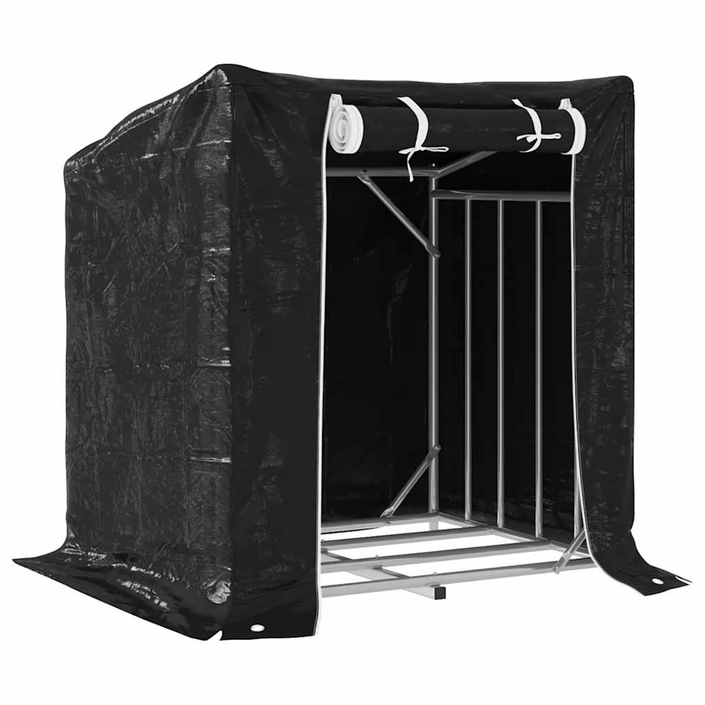 Haardhoutrek met regenhoes 100,5x80,5x110,5 cm staal is nu te koop bij PeponiXL, paradijselijk wonen!