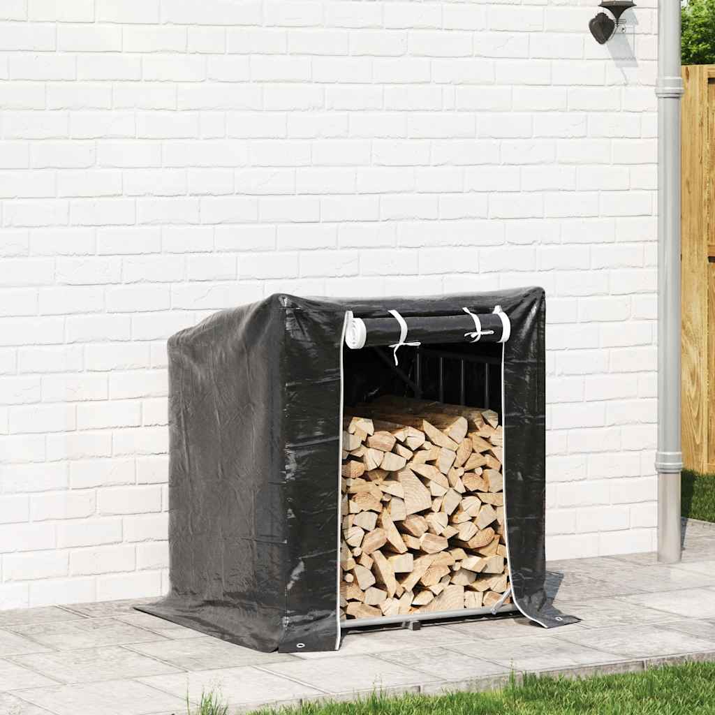 Haardhoutrek met regenhoes 100,5x80,5x110,5 cm staal is nu te koop bij PeponiXL, paradijselijk wonen!