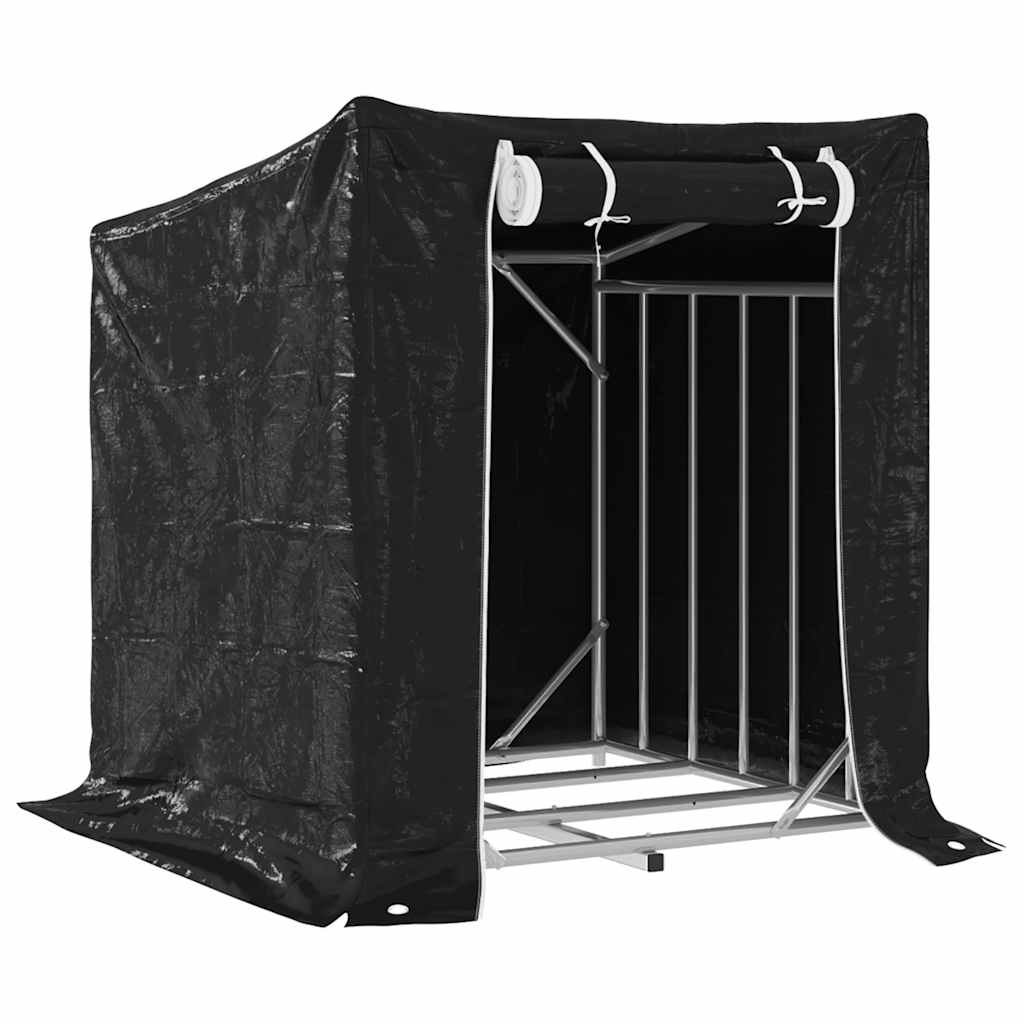 Haardhoutrek met regenhoes 100,5x100,5x110,5 cm staal is nu te koop bij PeponiXL, paradijselijk wonen!