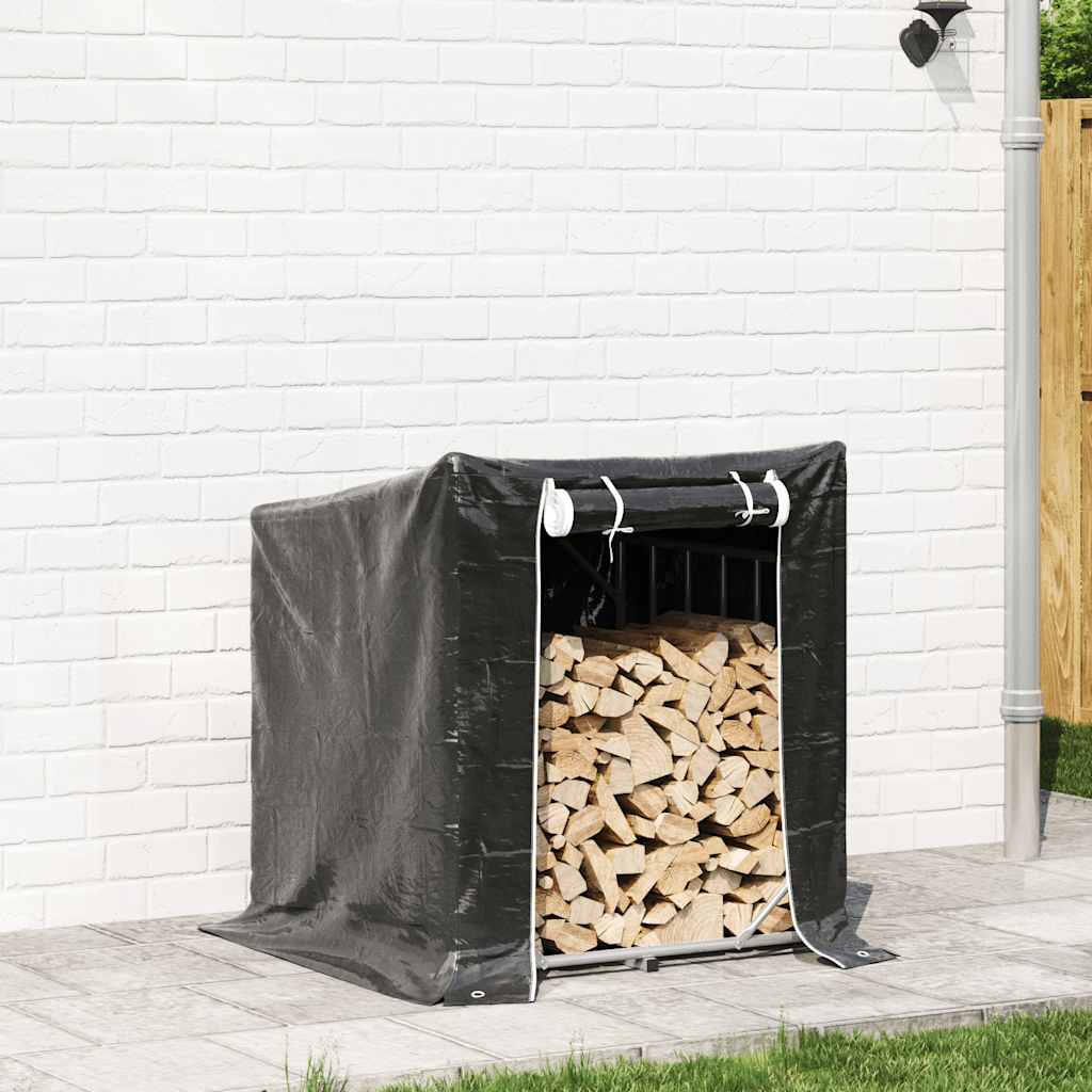 Haardhoutrek met regenhoes 100,5x100,5x110,5 cm staal is nu te koop bij PeponiXL, paradijselijk wonen!