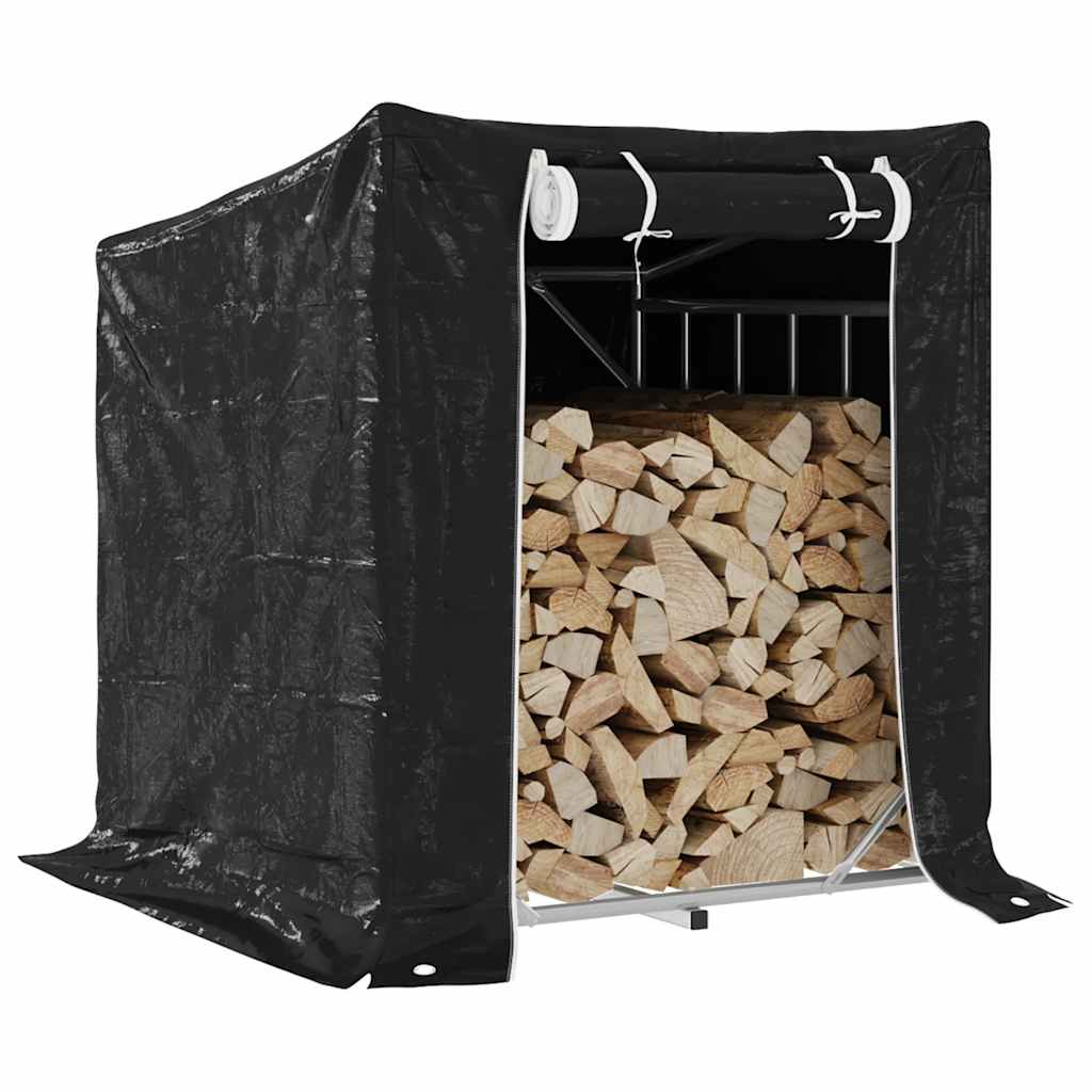 Haardhoutrek met regenhoes 100,5x100,5x110,5 cm staal is nu te koop bij PeponiXL, paradijselijk wonen!