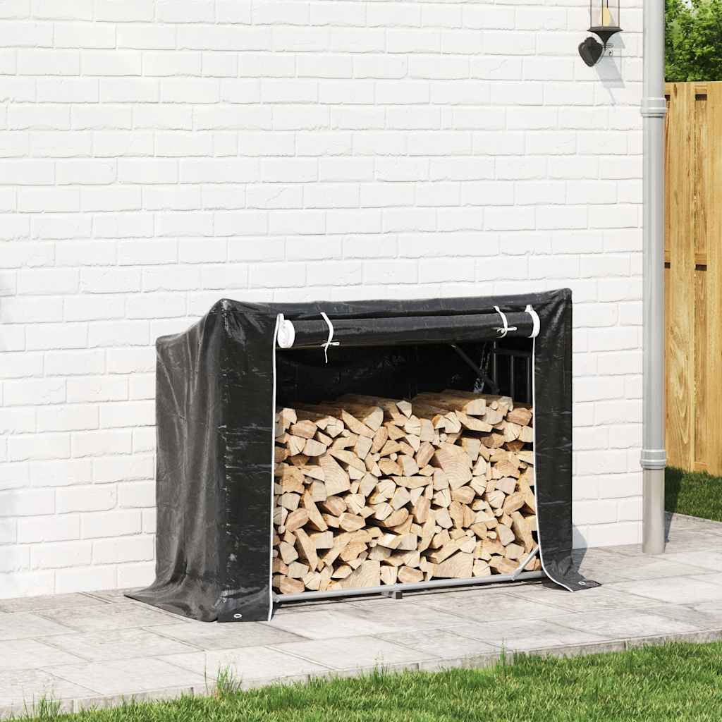 Haardhoutrek met regenhoes 151x60,5x110,5 cm staal is nu te koop bij PeponiXL, paradijselijk wonen!