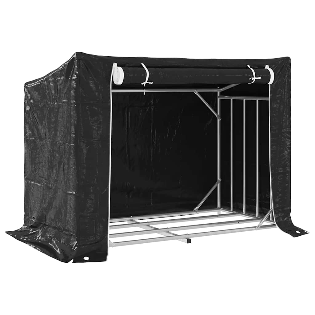 Haardhoutrek met regenhoes 151x80,5x110,5 cm staal is nu te koop bij PeponiXL, paradijselijk wonen!