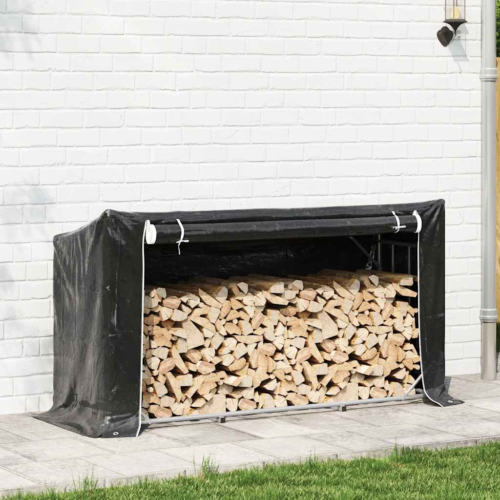 Haardhoutrek met regenhoes 200,5x60,5x110,5 cm staal is nu te koop bij PeponiXL, paradijselijk wonen!