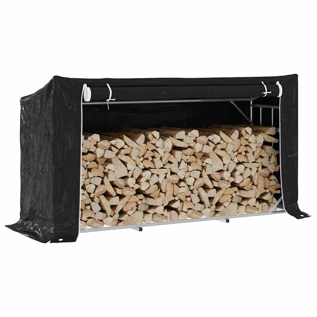 Haardhoutrek met regenhoes 200,5x60,5x110,5 cm staal is nu te koop bij PeponiXL, paradijselijk wonen!