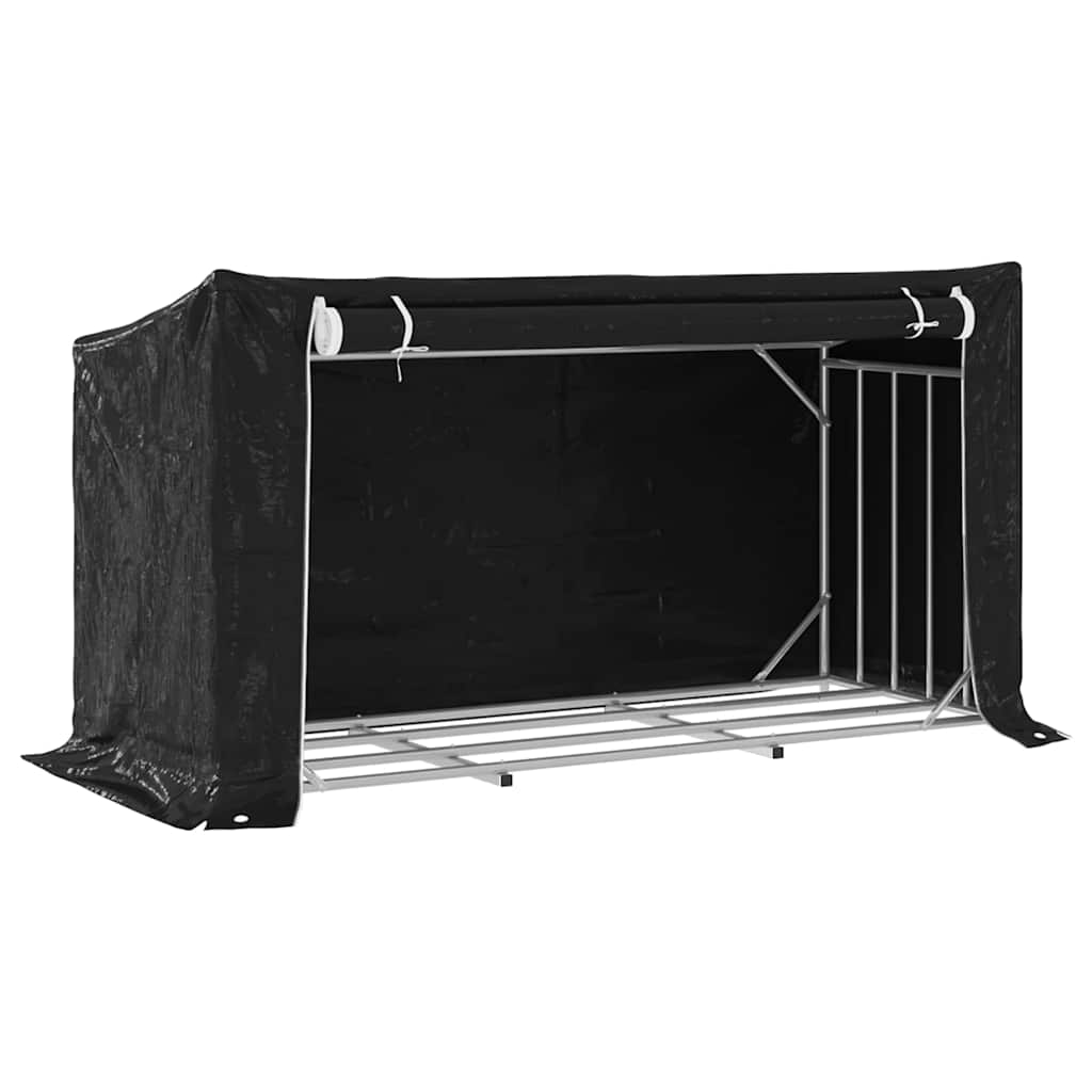 Haardhoutrek met regenhoes 200,5x80,5x110,5 cm staal is nu te koop bij PeponiXL, paradijselijk wonen!