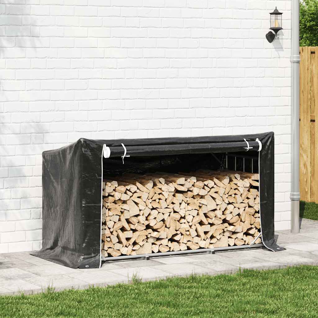 Haardhoutrek met regenhoes 200,5x80,5x110,5 cm staal is nu te koop bij PeponiXL, paradijselijk wonen!