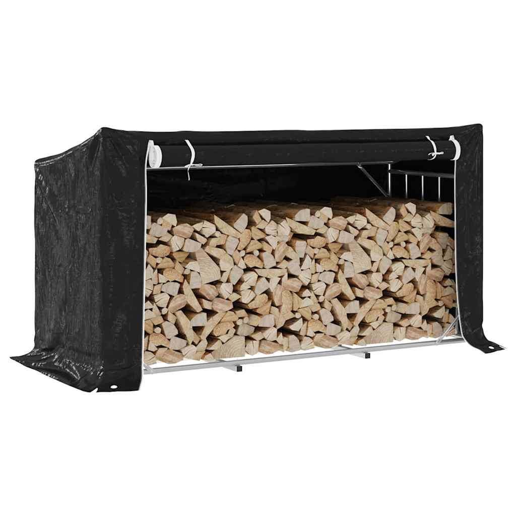 Haardhoutrek met regenhoes 200,5x80,5x110,5 cm staal is nu te koop bij PeponiXL, paradijselijk wonen!