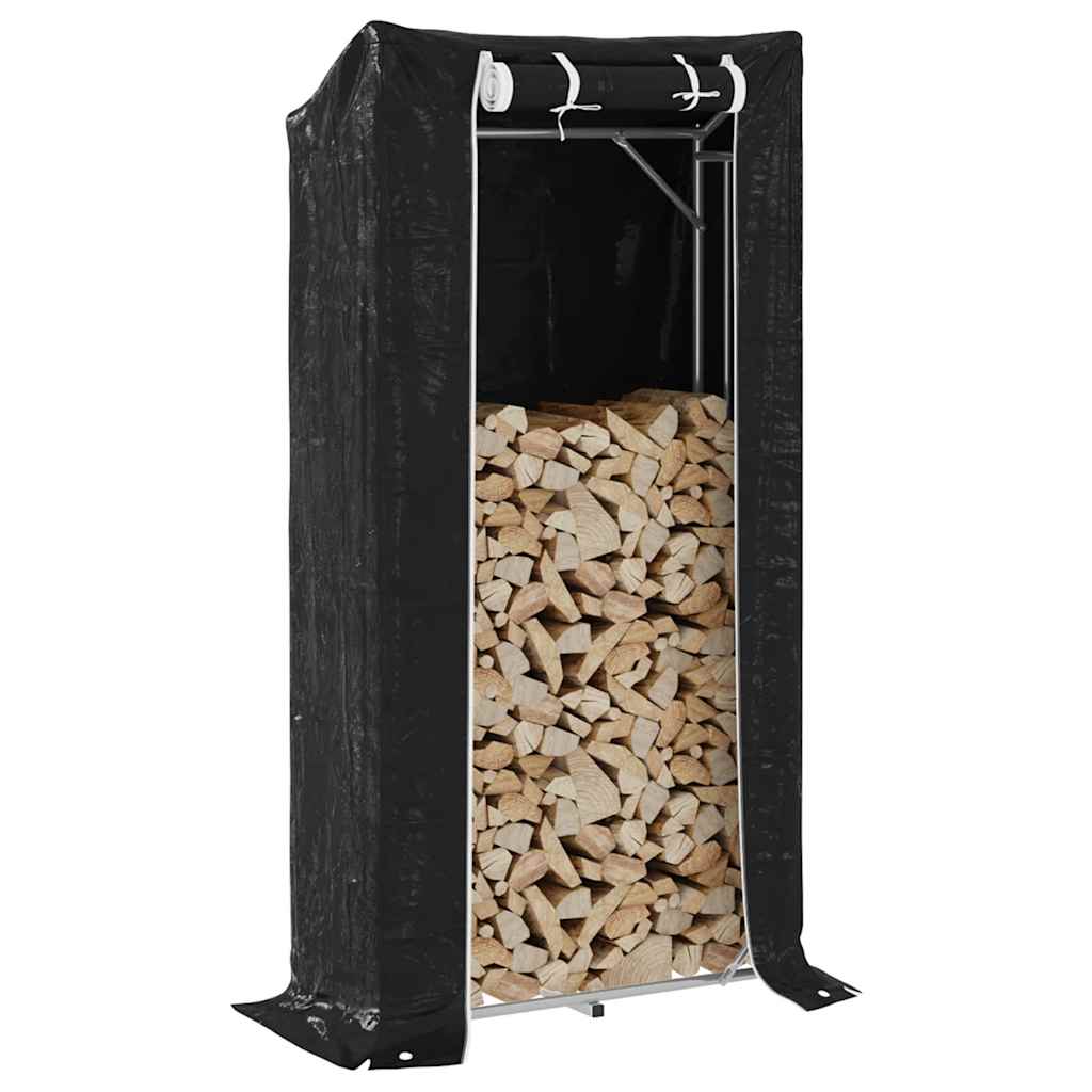 Haardhoutrek met regenhoes 100x40x200 cm gegalvaniseerd staal is nu te koop bij PeponiXL, paradijselijk wonen!
