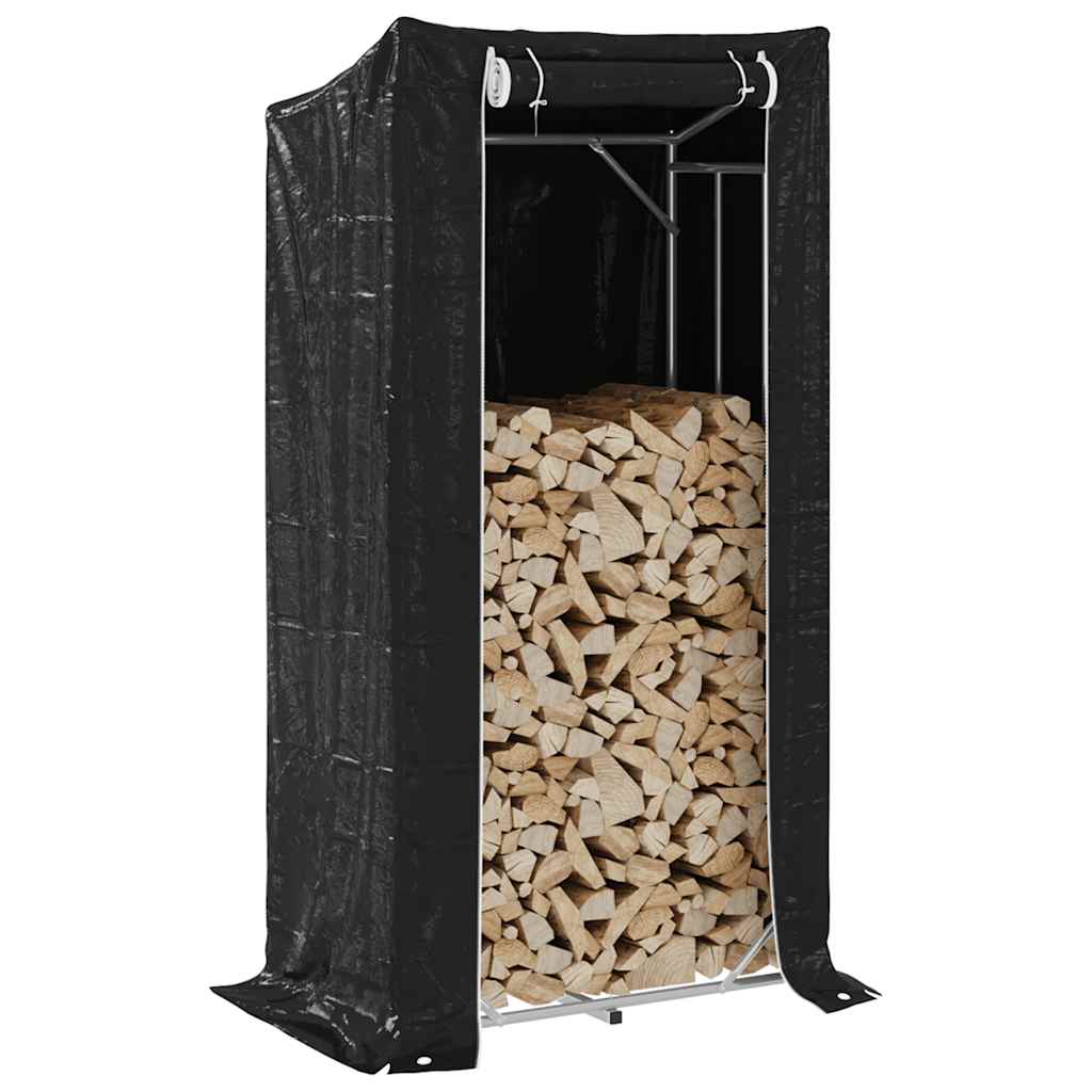 Haardhoutrek met regenhoes 100x60x200 cm gegalvaniseerd staal is nu te koop bij PeponiXL, paradijselijk wonen!