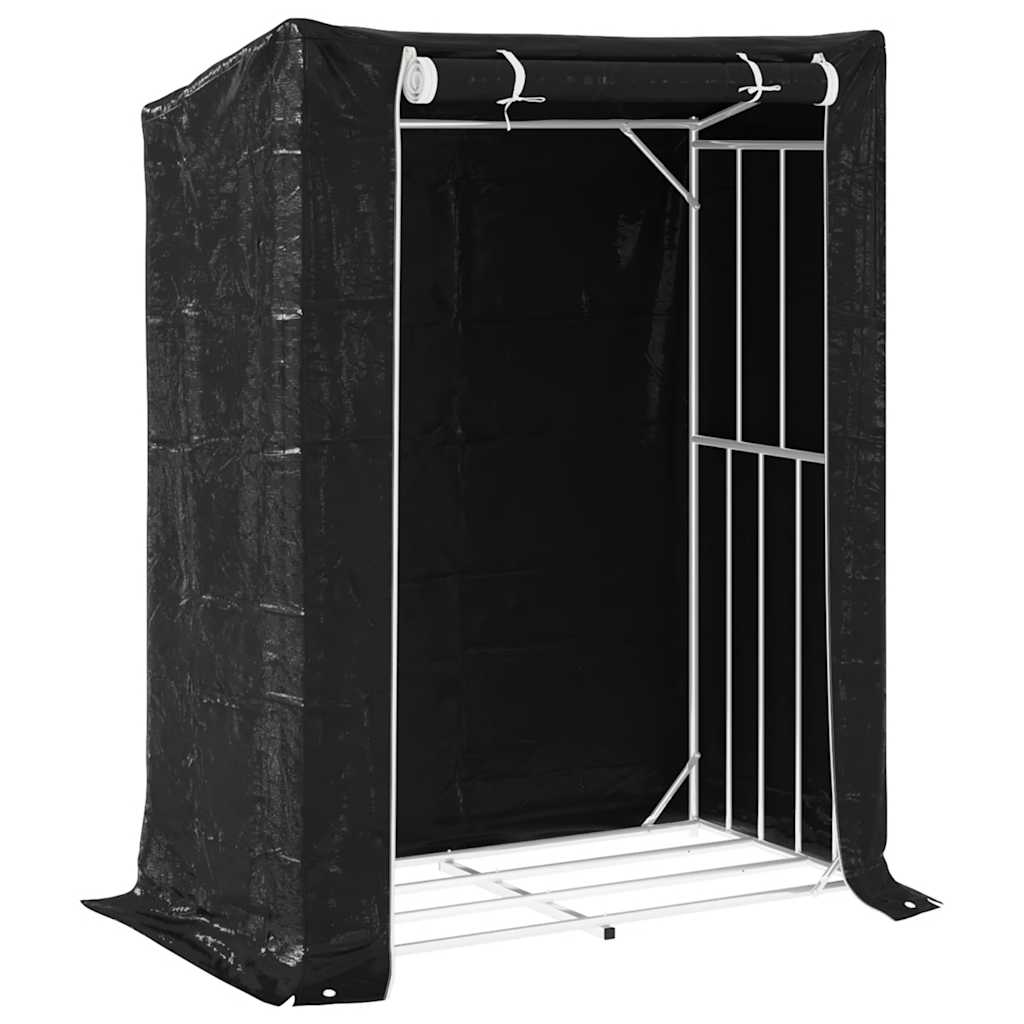 Haardhoutrek met regenhoes 150x80x200 cm gegalvaniseerd staal is nu te koop bij PeponiXL, paradijselijk wonen!