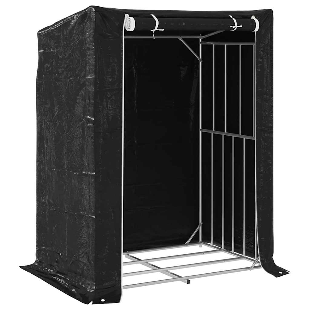 Haardhoutrek met regenhoes 150x100x200 cm gegalvaniseerd staal is nu te koop bij PeponiXL, paradijselijk wonen!