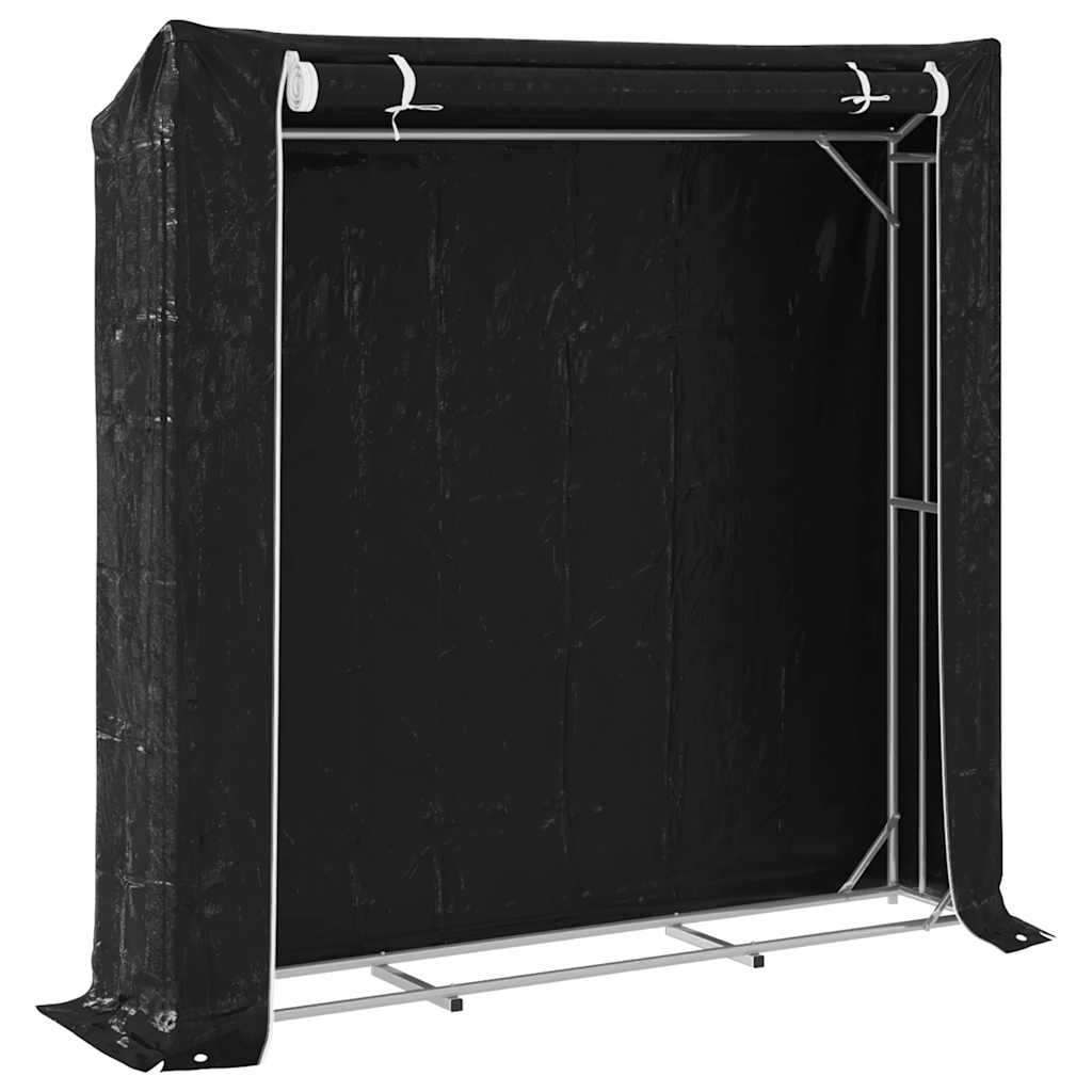 Haardhoutrek met regenhoes 200x40x200 cm gegalvaniseerd staal is nu te koop bij PeponiXL, paradijselijk wonen!