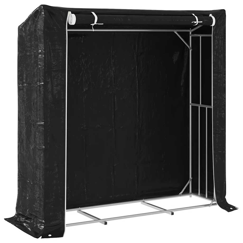 Haardhoutrek met regenhoes 200x60x200 cm gegalvaniseerd staal is nu te koop bij PeponiXL, paradijselijk wonen!