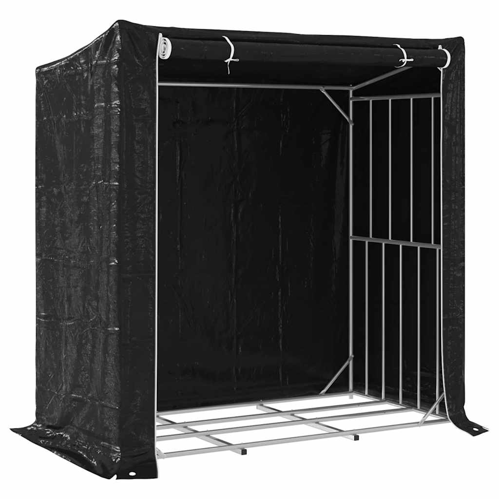 Haardhoutrek met regenhoes 200x100x200 cm gegalvaniseerd staal is nu te koop bij PeponiXL, paradijselijk wonen!
