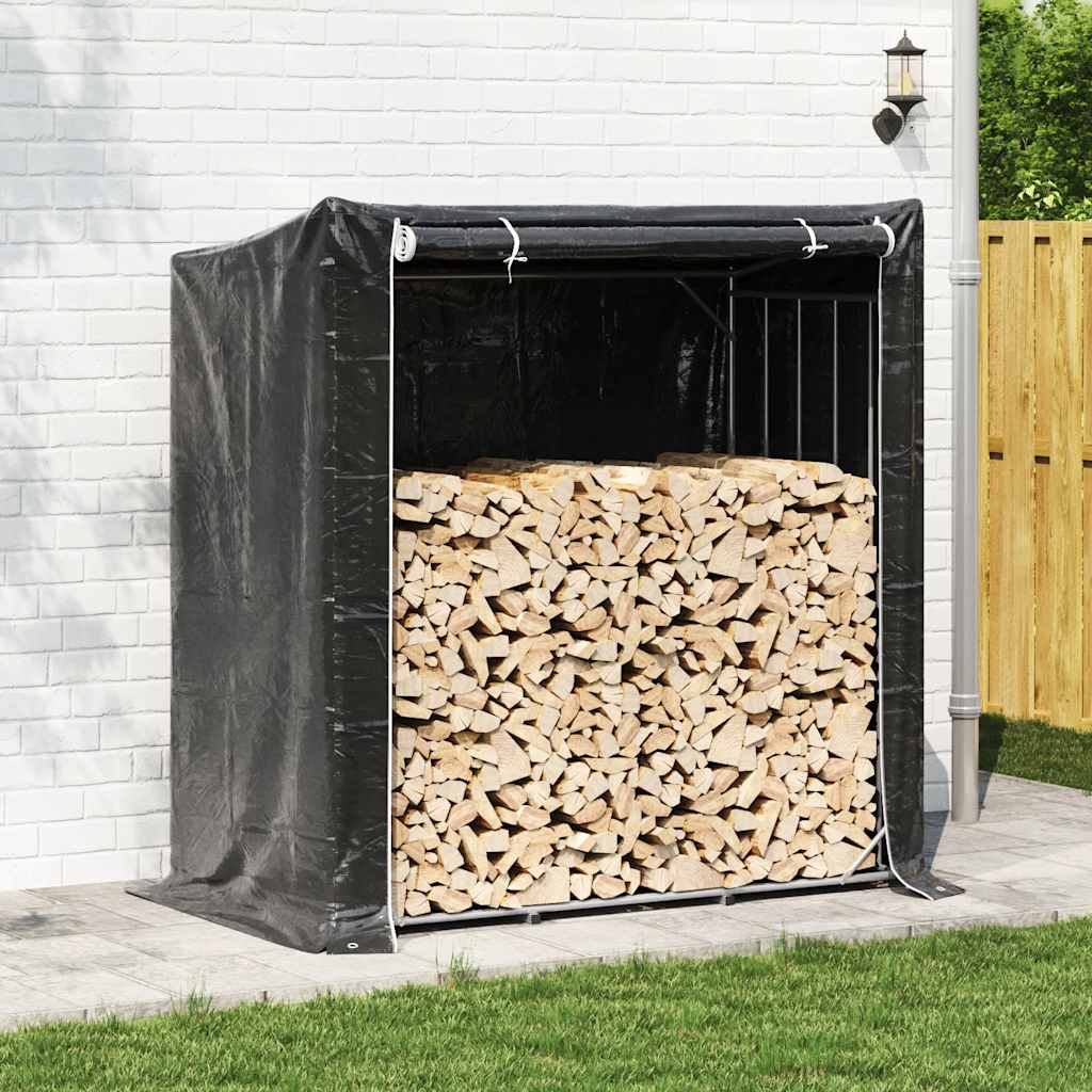 Haardhoutrek met regenhoes 200x100x200 cm gegalvaniseerd staal is nu te koop bij PeponiXL, paradijselijk wonen!