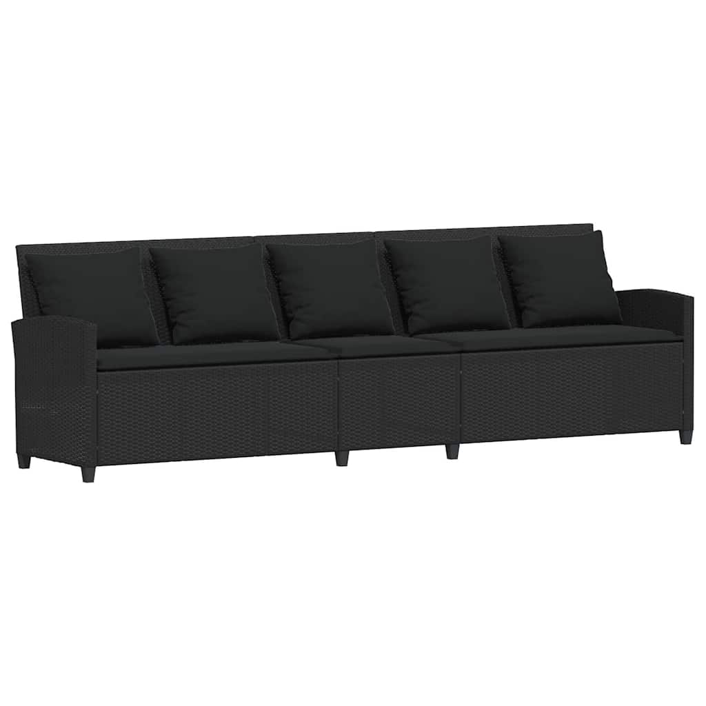 Tuinbank 5-zits met kussens poly rattan zwart is nu te koop bij PeponiXL, paradijselijk wonen!