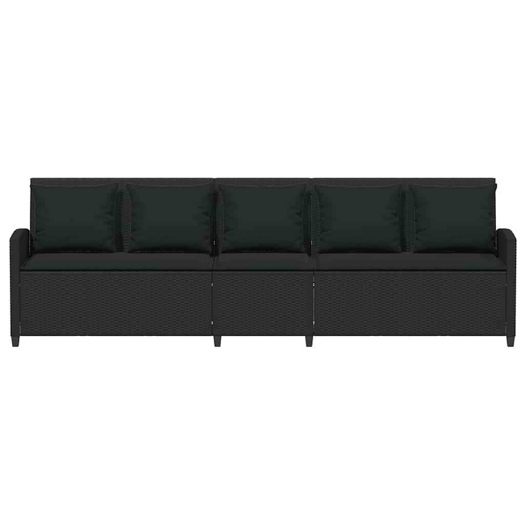 Tuinbank 5-zits met kussens poly rattan zwart is nu te koop bij PeponiXL, paradijselijk wonen!
