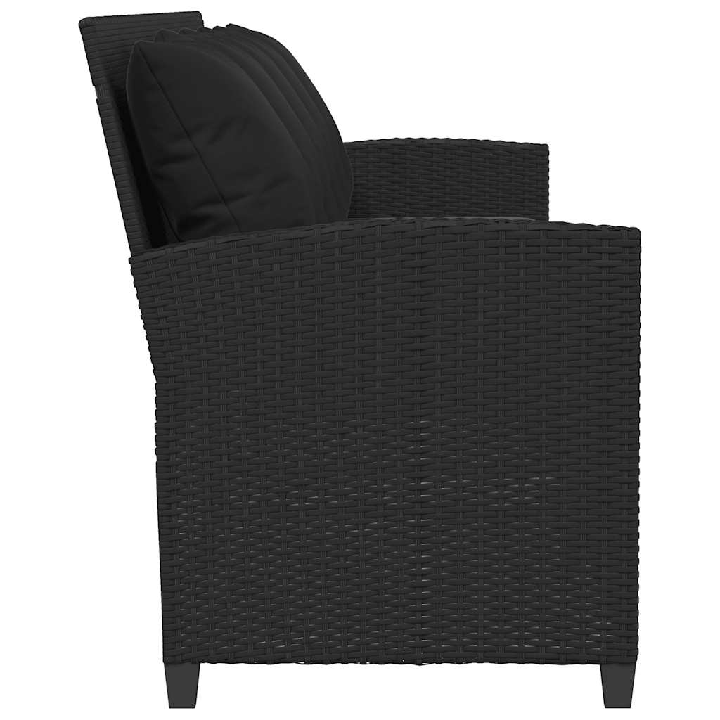 Tuinbank 5-zits met kussens poly rattan zwart is nu te koop bij PeponiXL, paradijselijk wonen!