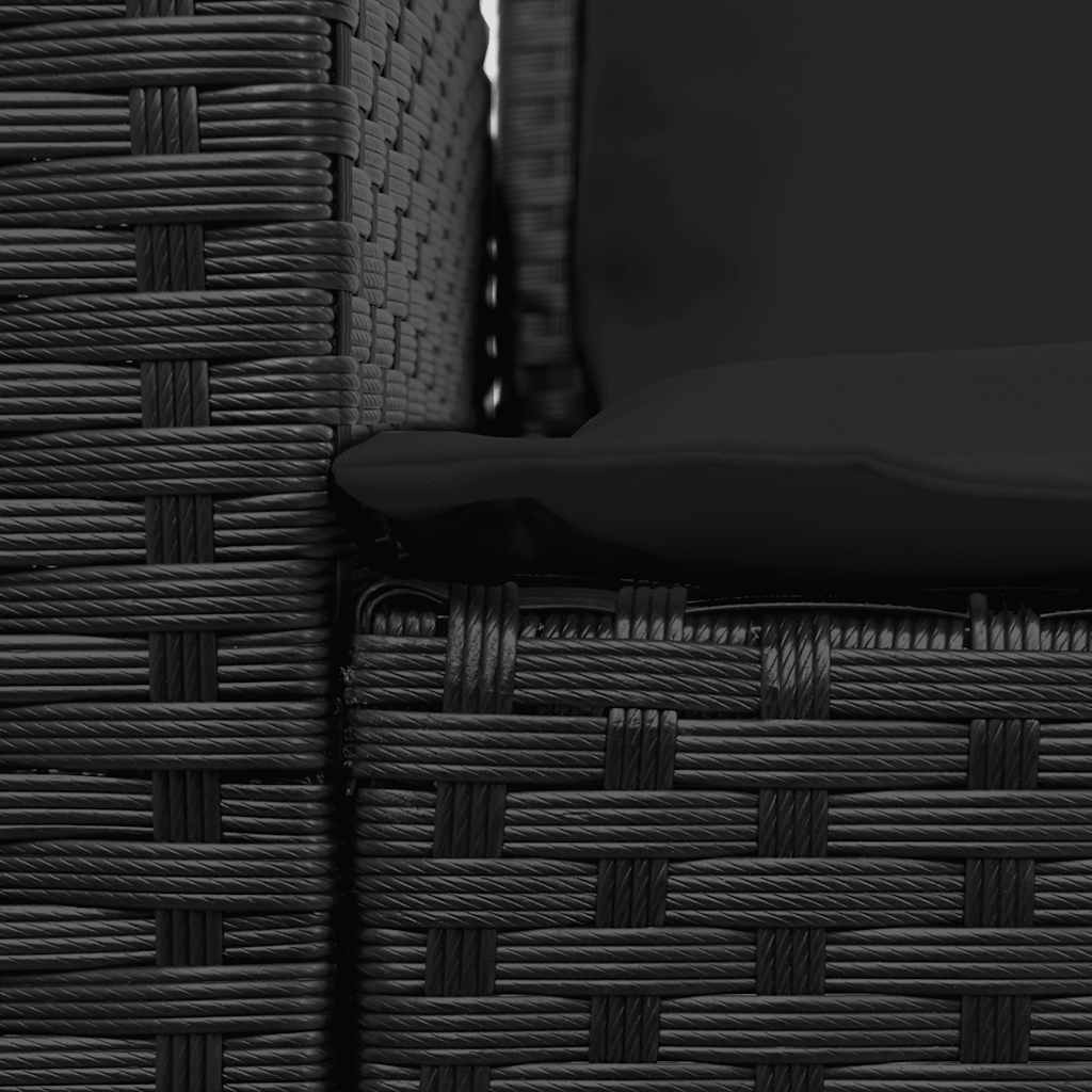 Tuinbank 5-zits met kussens poly rattan zwart is nu te koop bij PeponiXL, paradijselijk wonen!