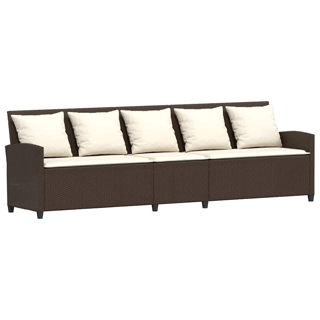 Tuinbank 5-zits met kussens poly rattan bruin is nu te koop bij PeponiXL, paradijselijk wonen!