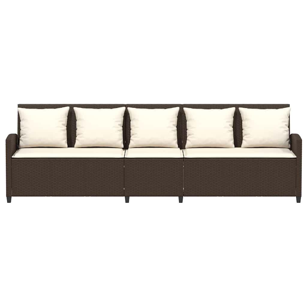 Tuinbank 5-zits met kussens poly rattan bruin is nu te koop bij PeponiXL, paradijselijk wonen!
