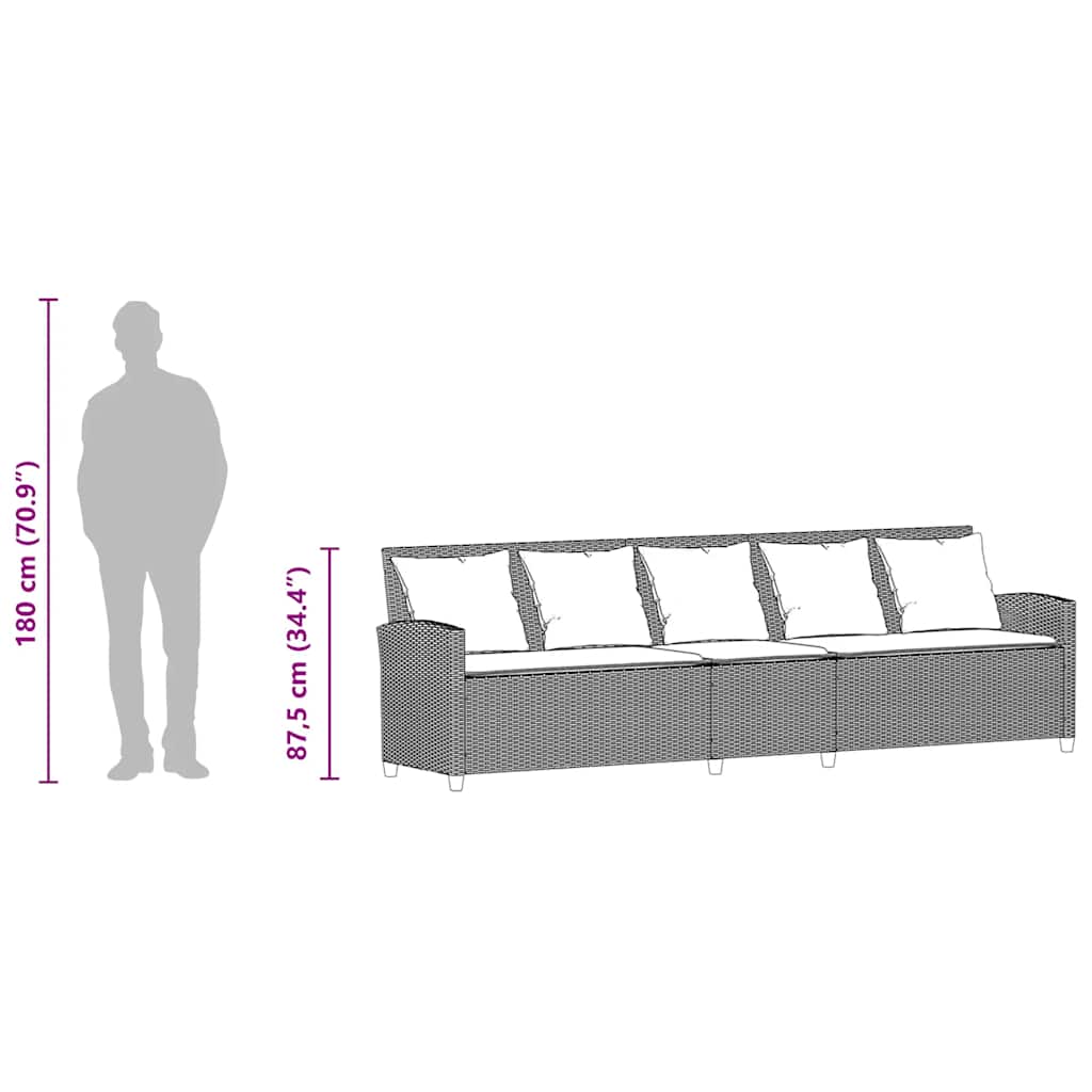 Tuinbank 5-zits met kussens poly rattan grijs is nu te koop bij PeponiXL, paradijselijk wonen!