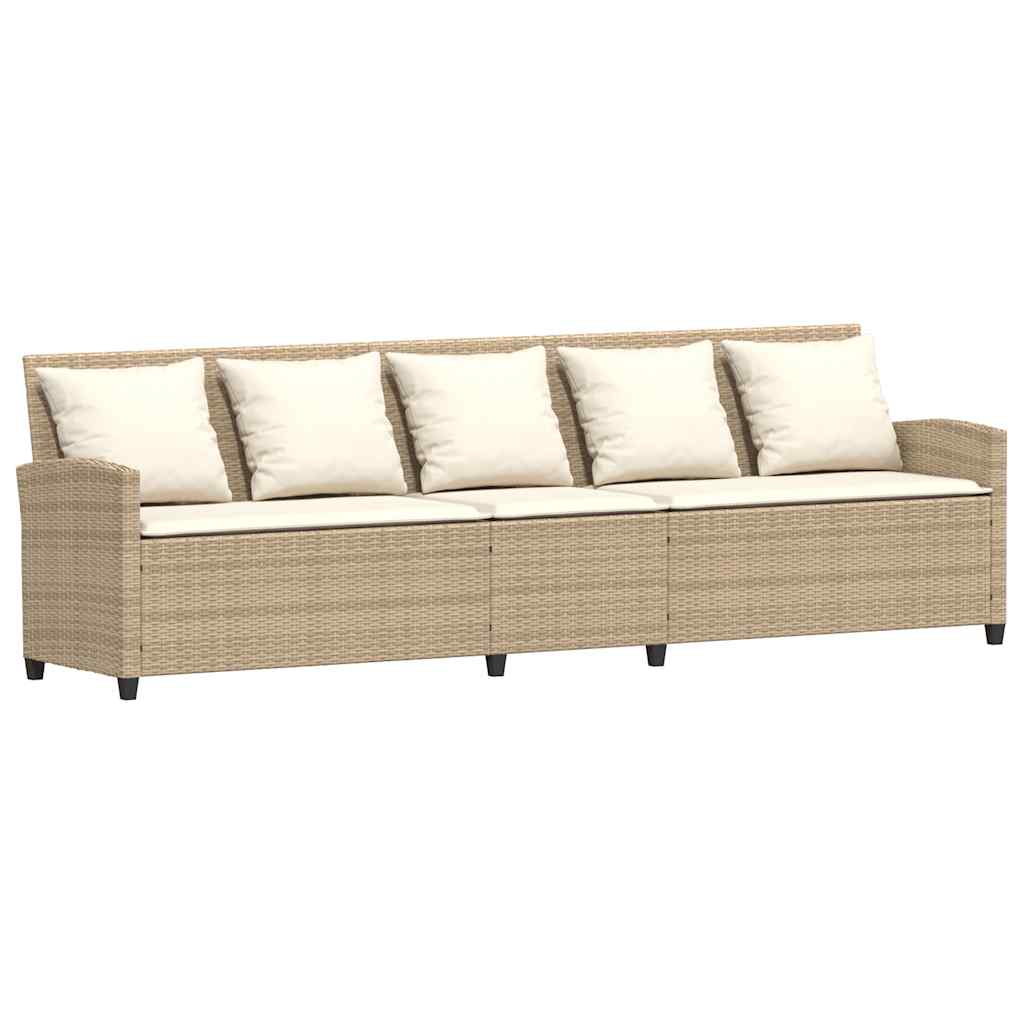 Tuinbank 5-zits met kussens poly rattan beige is nu te koop bij PeponiXL, paradijselijk wonen!
