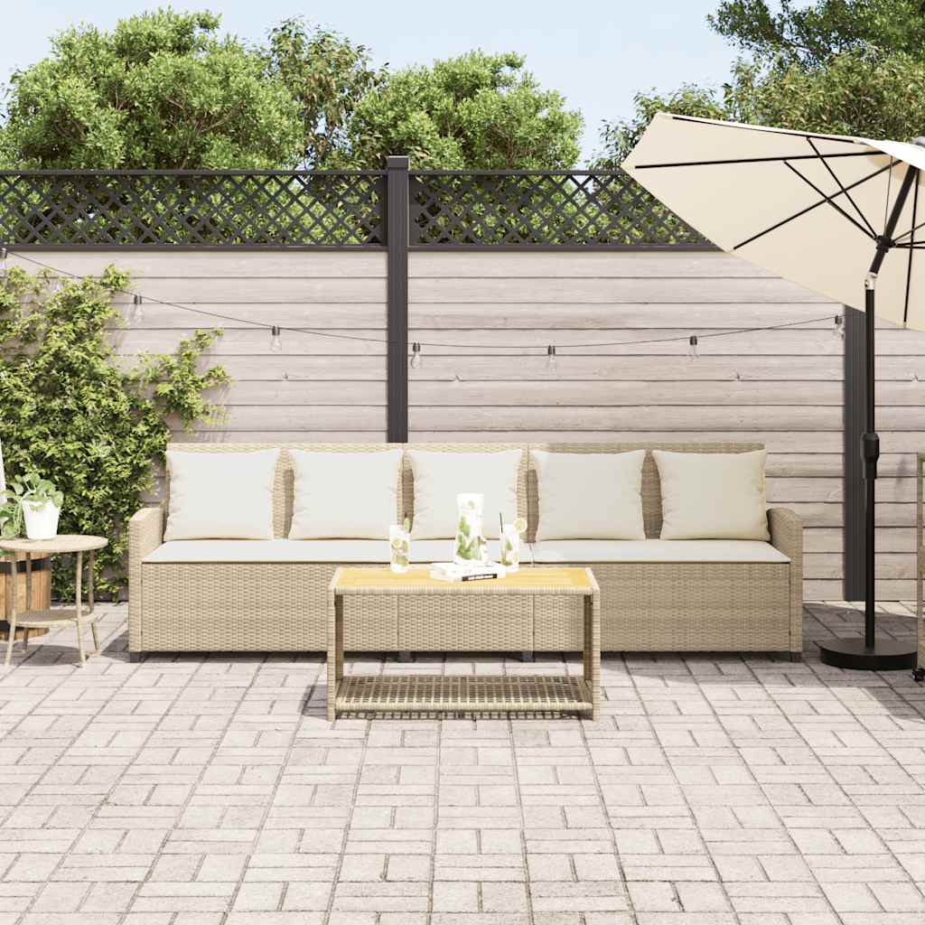 Tuinbank 5-zits met kussens poly rattan beige is nu te koop bij PeponiXL, paradijselijk wonen!