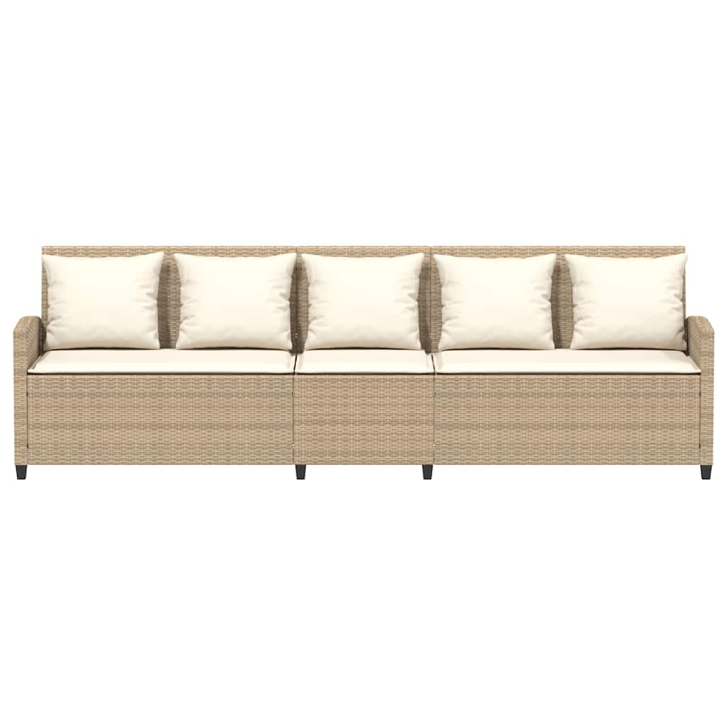 Tuinbank 5-zits met kussens poly rattan beige is nu te koop bij PeponiXL, paradijselijk wonen!
