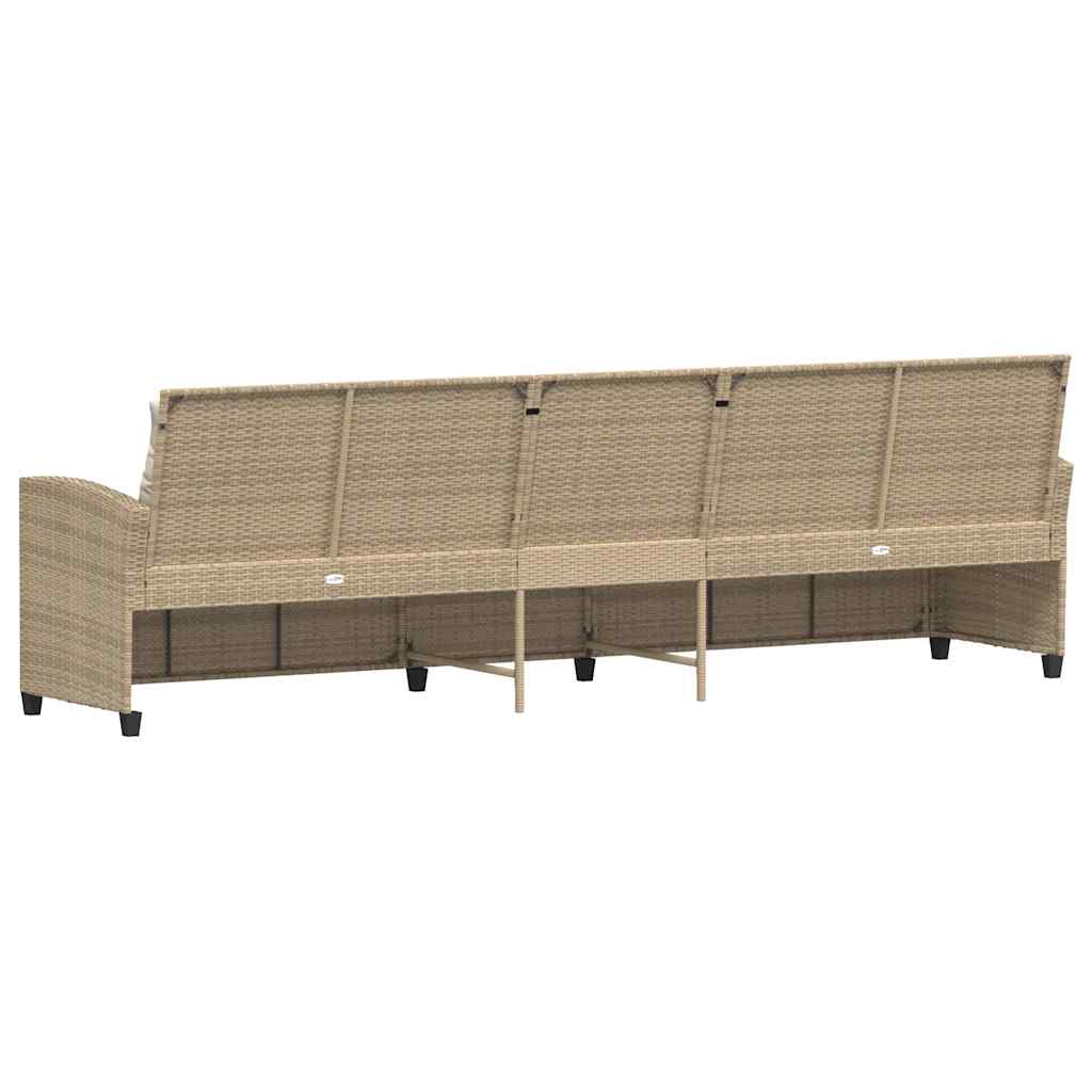 Tuinbank 5-zits met kussens poly rattan beige is nu te koop bij PeponiXL, paradijselijk wonen!